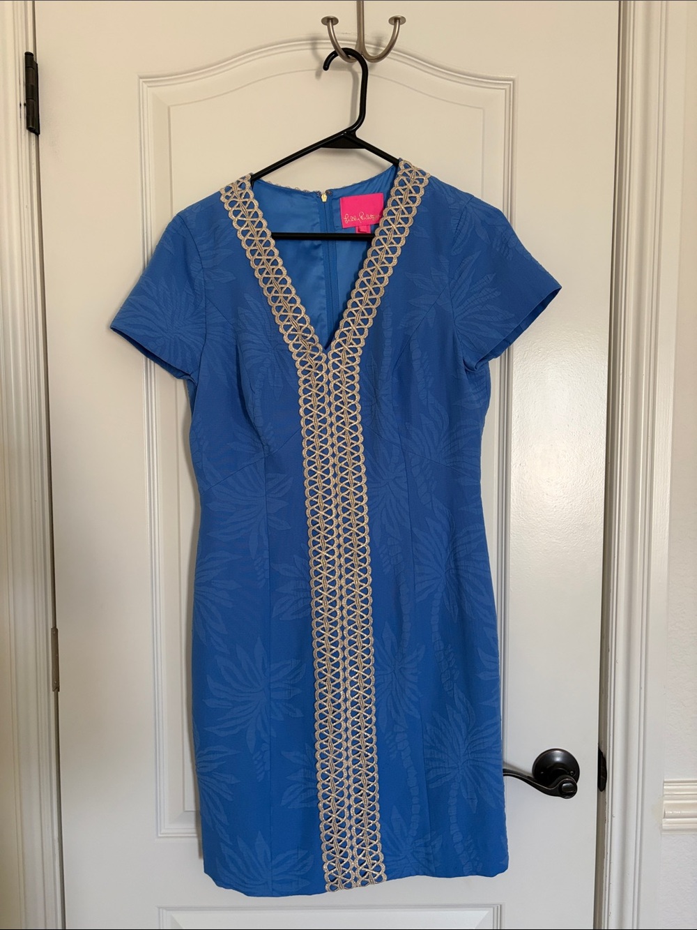 Lilly Pulitzer Cobalt Blue Shift Dress with Cream Trim